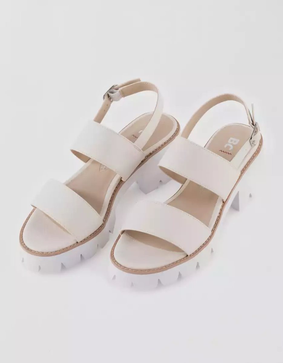 Compensées American Eagle BC Footwear Left Unsaid Plateforme Sandal Blanche Femme | VXS-95774656